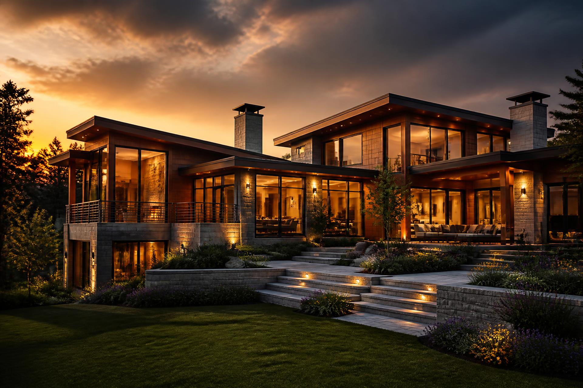Luxury custom home at golden hour